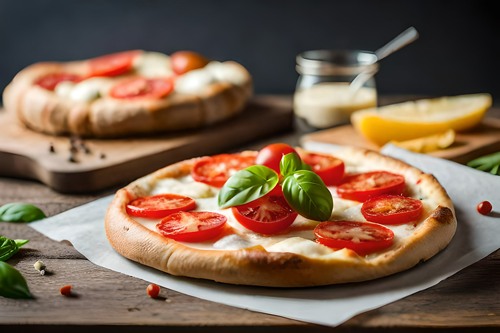 Design a gourmet white pizza featuring ricotta cheese, prosciutt