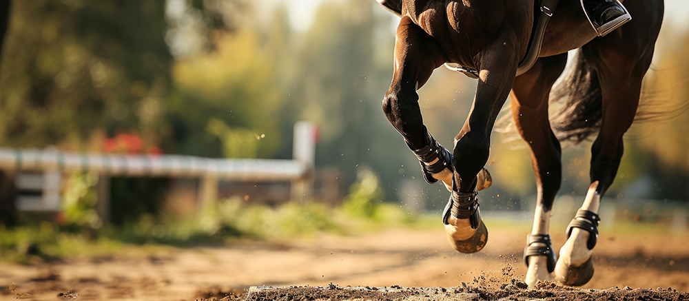 Horse’s hooves overcoming obstacles in equestrian jumping competitions.