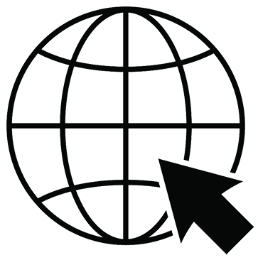 Internet or world wide web icon. Globe and cursor representing internet connection. Vector Illustration
